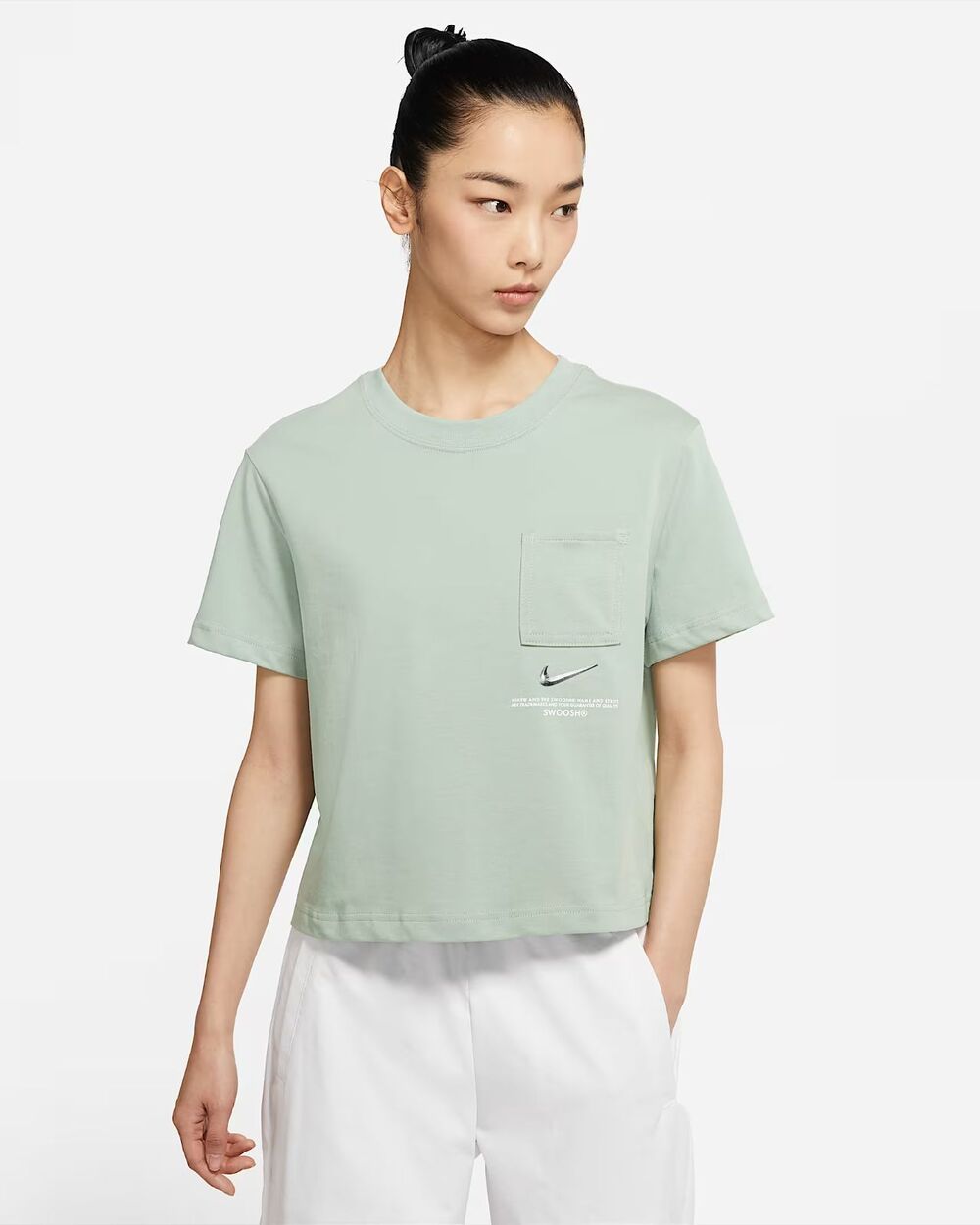 Nike Sage green 3D Swoosh Cropped T-Shirt Womens Sage Green Womens Large BF